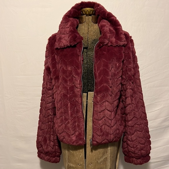 BAND OF THE FREE VAL FAUX FUR CHEVRON JACKET MEDIUM - Picture 6 of 16